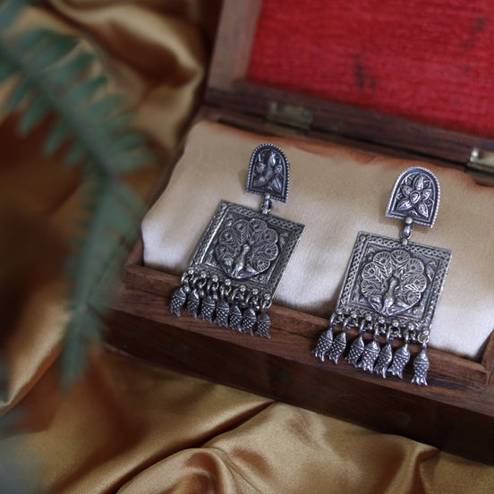 Amara Mor Earrings with Embossed Motif