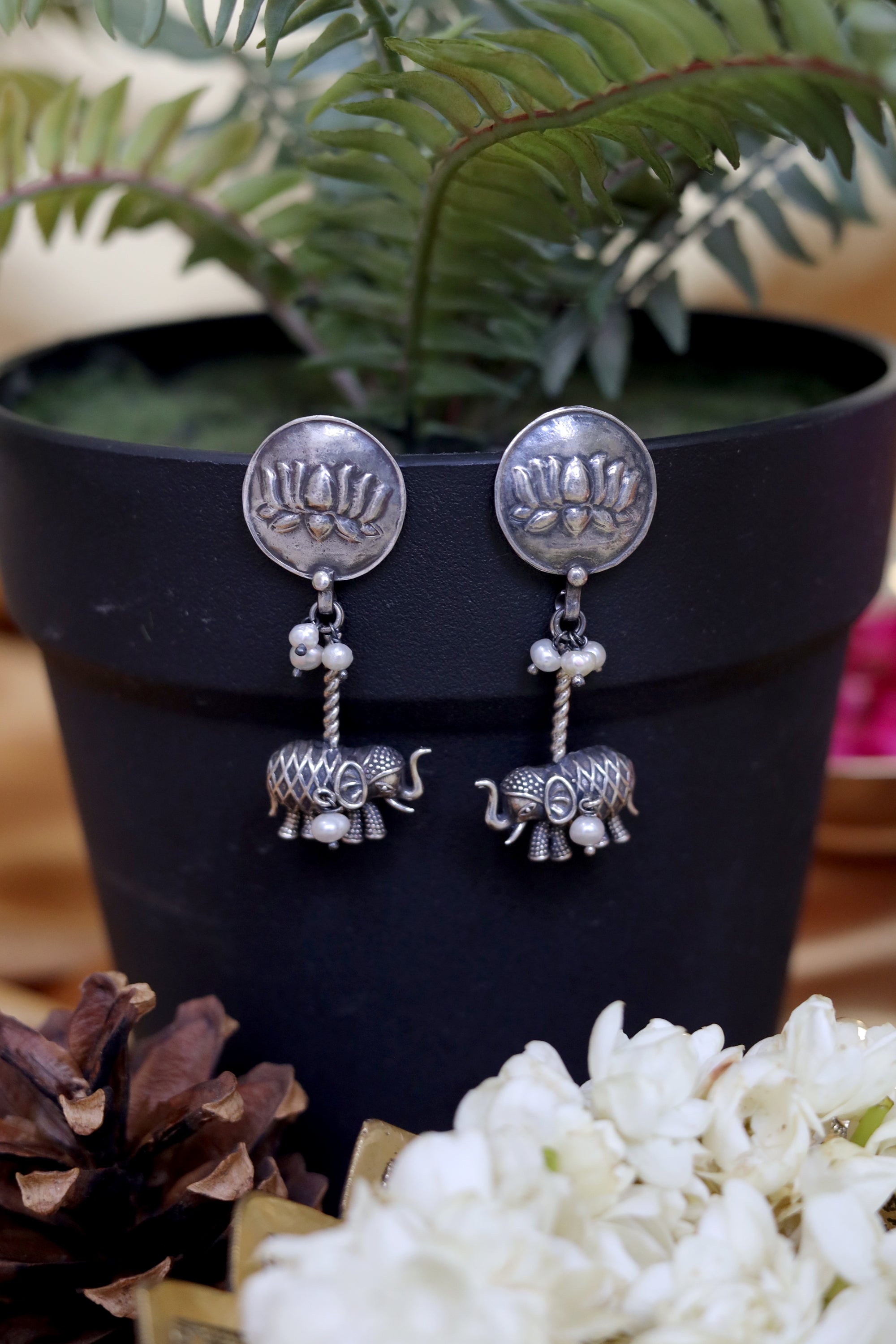 Amara Signature Gaj Earrings with Pearl