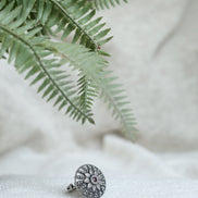 Nayantara Mandala Ring with Red Stone