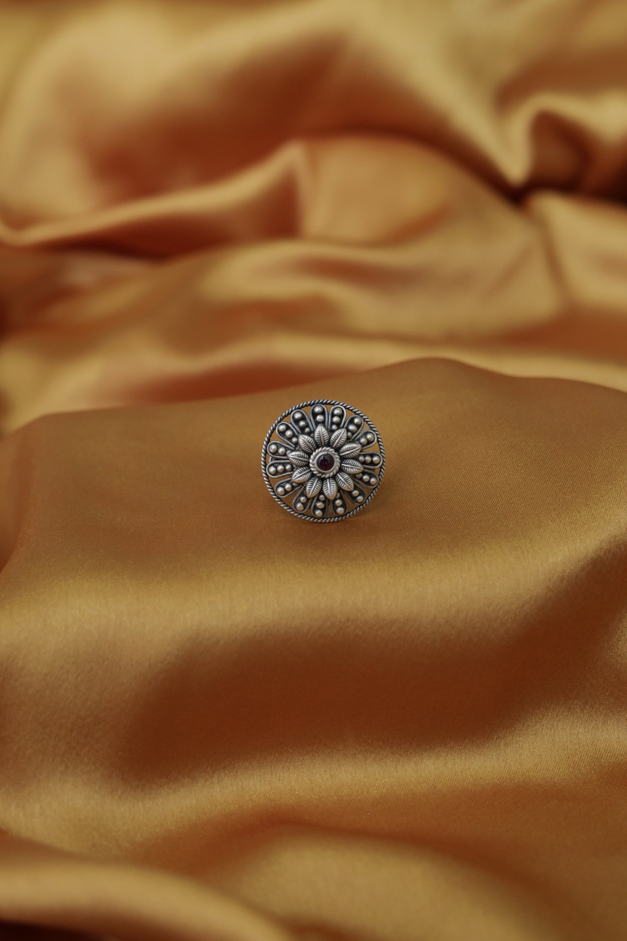 Nayantara Mandala Ring with Red Stone