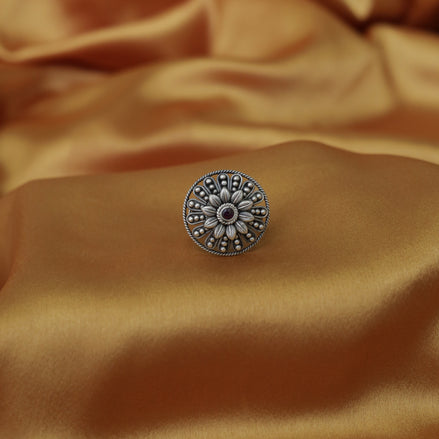 Nayantara Mandala Ring with Red Stone