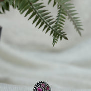 Amara Floral Ring with Red Stone