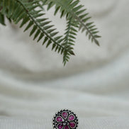 Amara Floral Ring with Red Stone