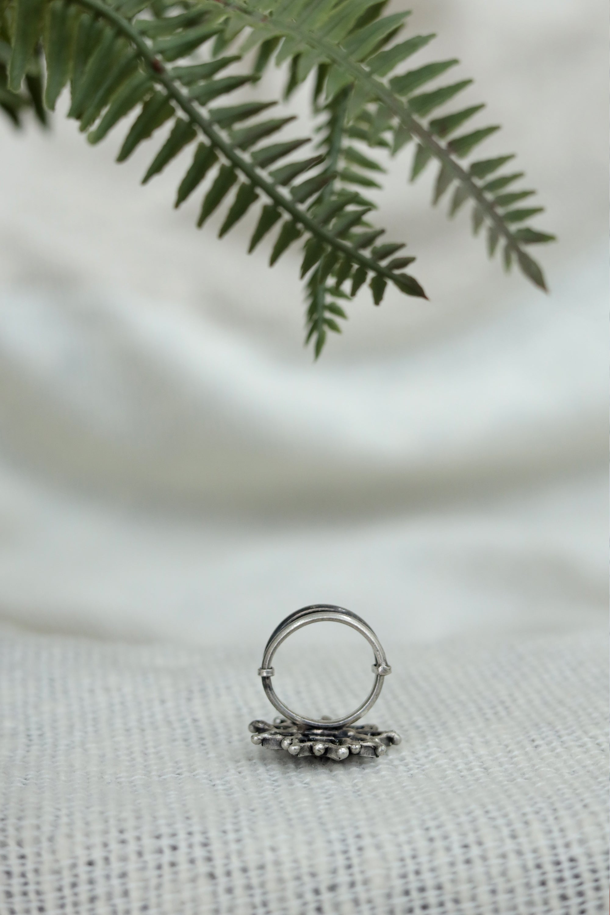 Nayantara Classic Ring with White Kundan
