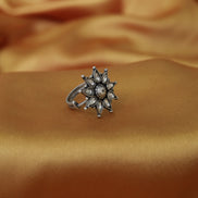 Nayantara Classic Ring with White Kundan