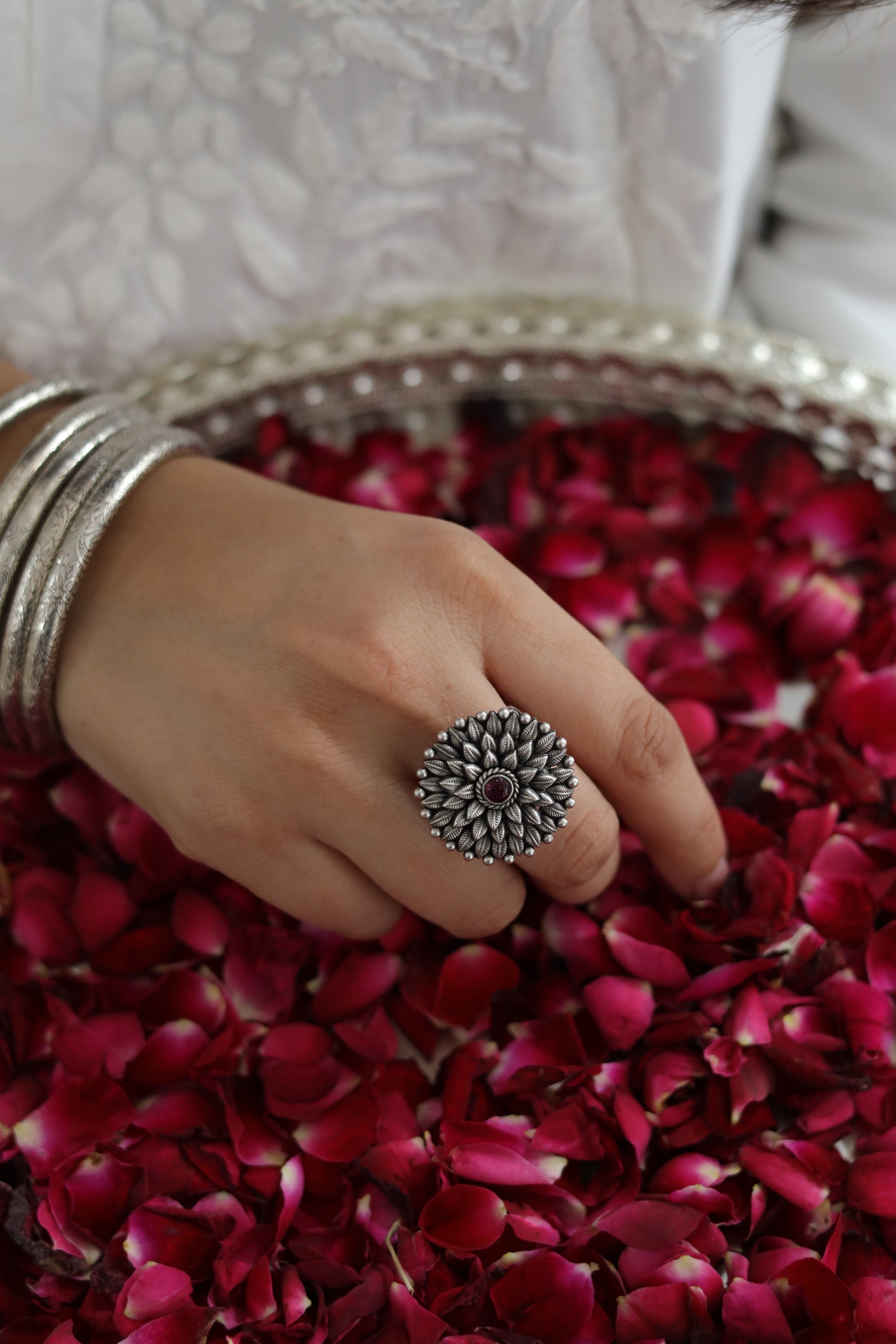 Taaraasya Signature Ring with Floral Motif