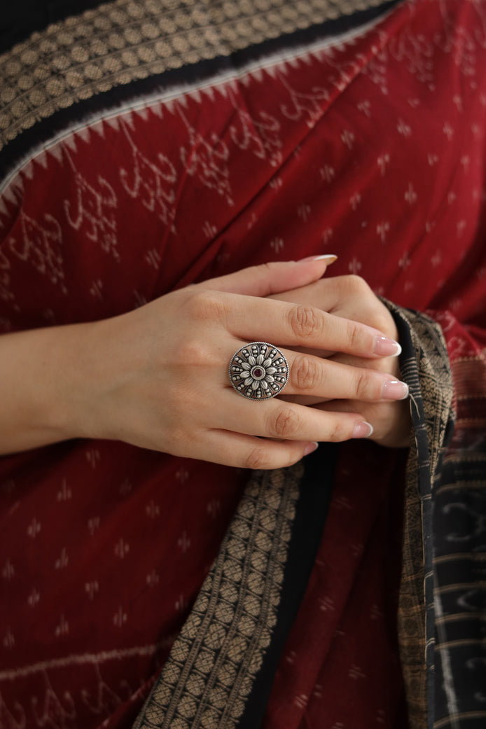 Nayantara Mandala Ring with Red Stone