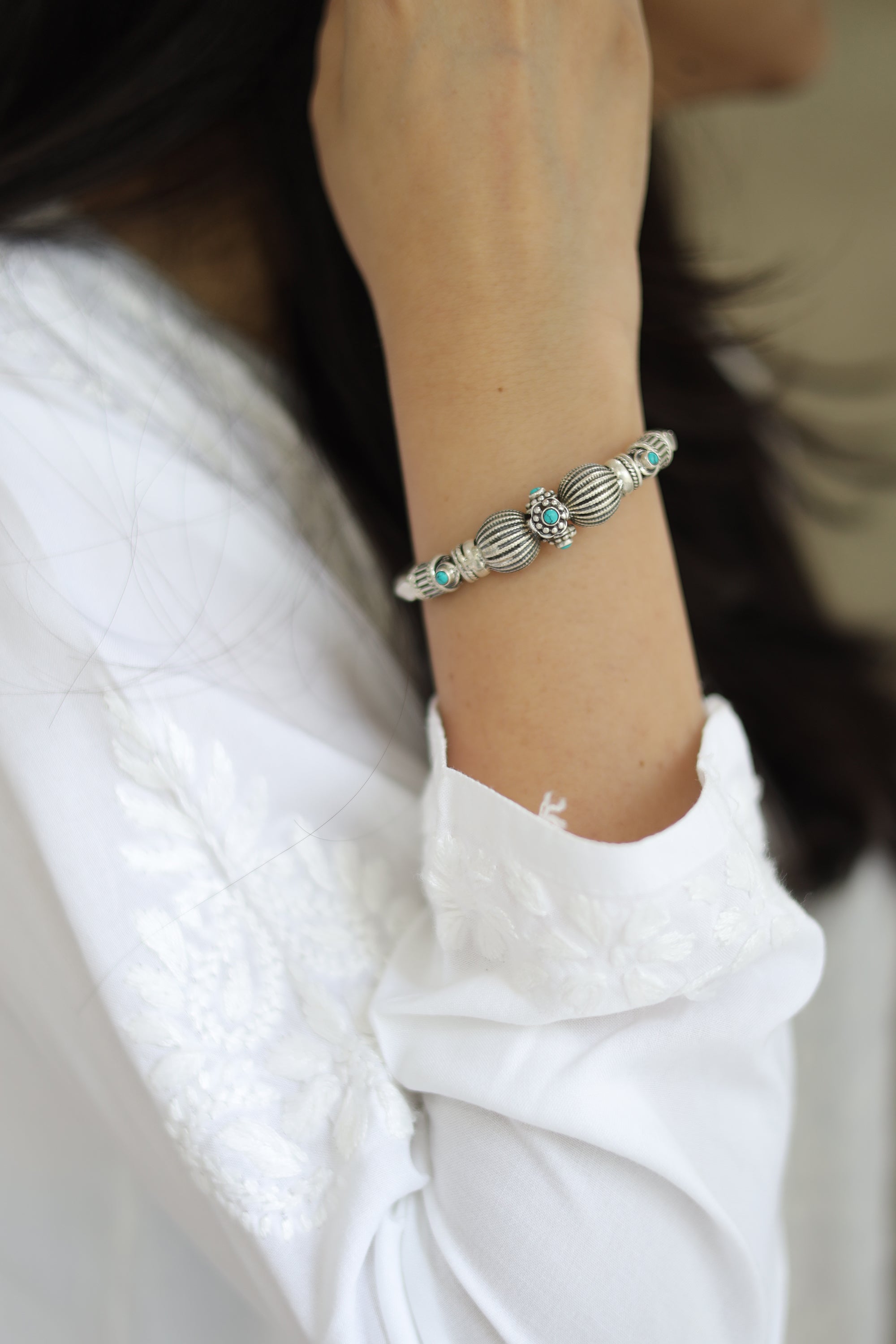 Nayra Spherical Kada with Turquoise Stone