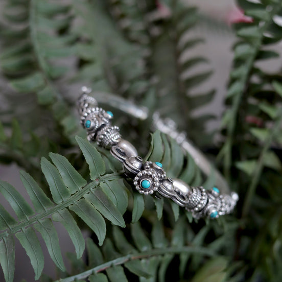 Amara Intricate Kada with Turquoise Stone