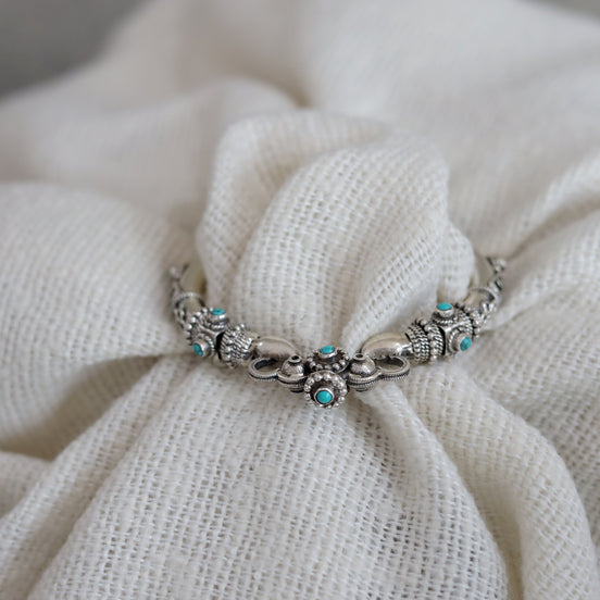 Amara Intricate Kada with Turquoise Stone