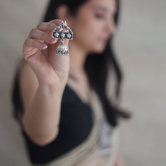Amara Timeless Jhumki with Birds, Embossed Motifs and Ghungroo
