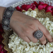 Nayantara Mandala Ring with Red Stone