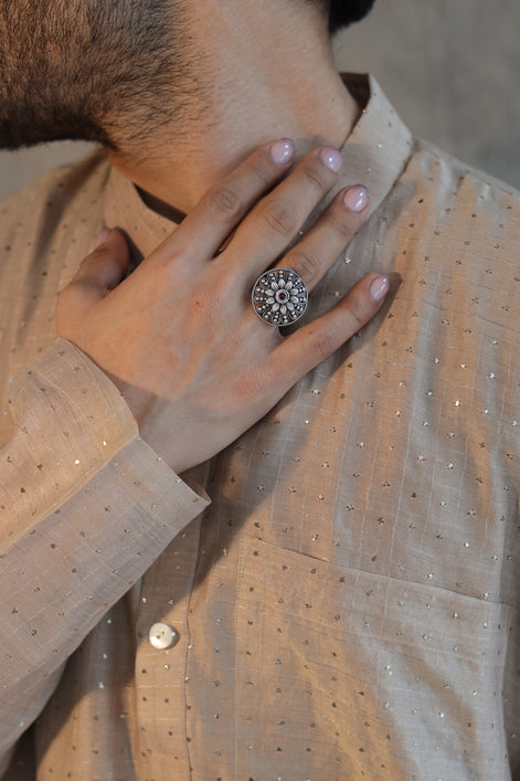 Nayantara Mandala Ring with Red Stone